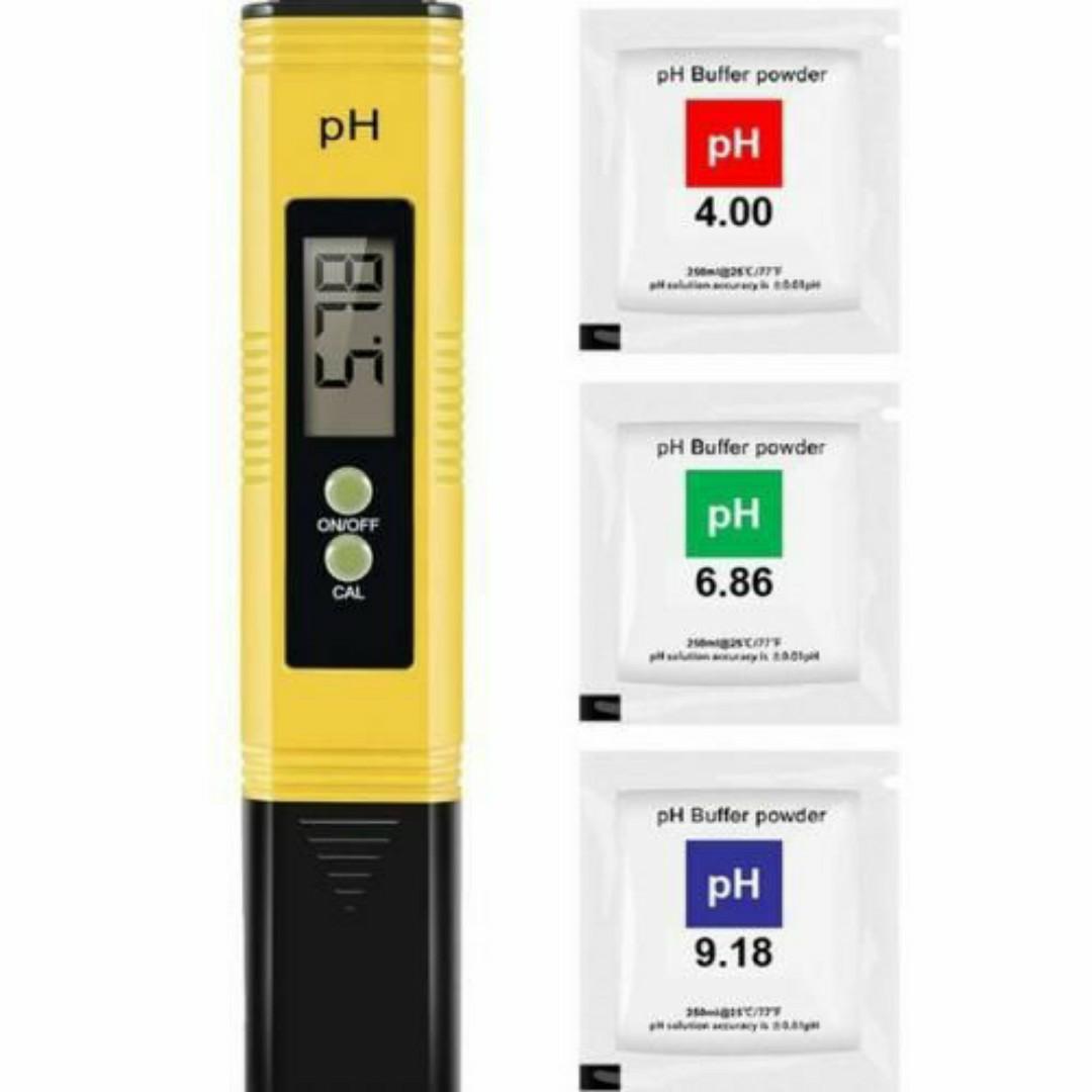 PH METER ATC Auto-Calibration Digital Water Meter - 0~14 pH Tester with Buffer Powders and Batteries