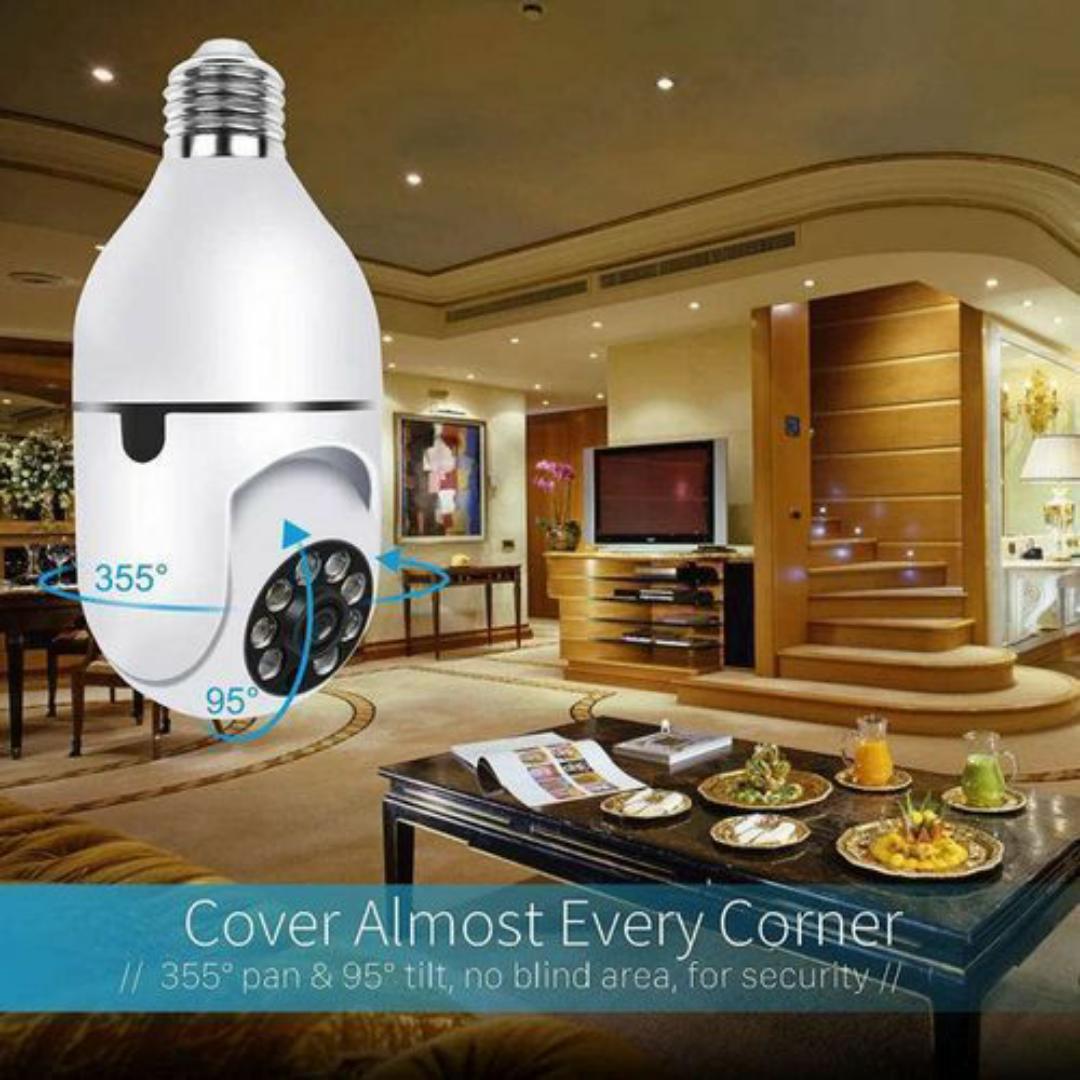 SMART NANNY BULB CCTV SECURITY SURVEILLANCE CAMERA WiFi 360° PANORAMIC 1080P