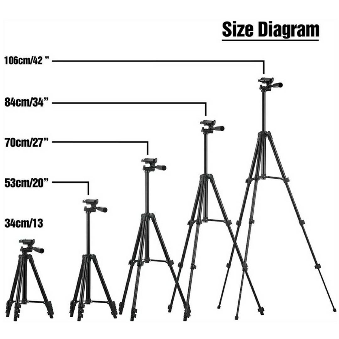 ADJUSTABLE CAMERA TRIPOD STAND FOR PHONES + PHONE HOLDER CLIP BRACKET + BAG