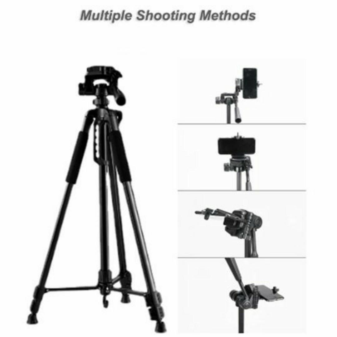 ADJUSTABLE CAMERA TRIPOD STAND FOR PHONES + PHONE HOLDER CLIP BRACKET + BAG