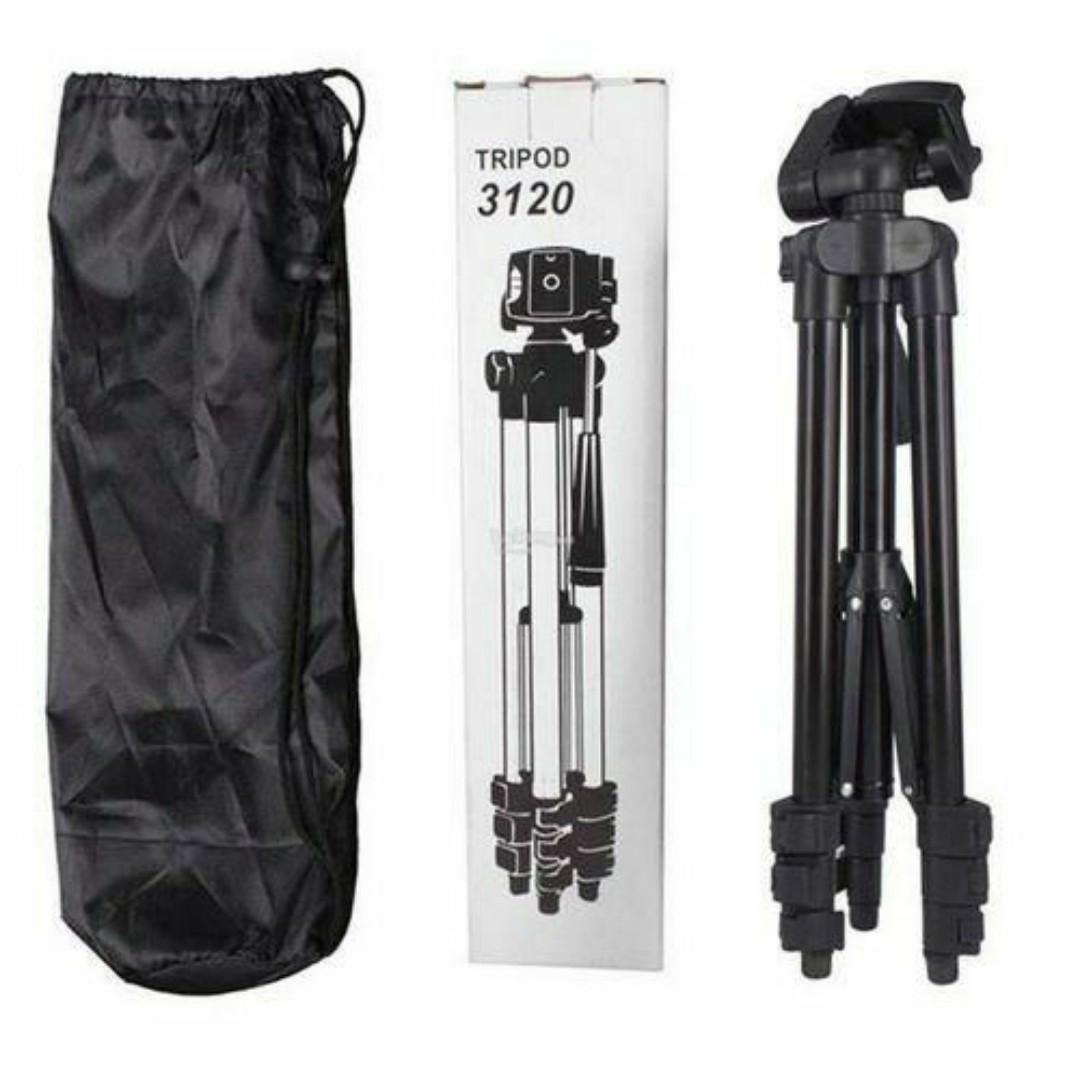 ADJUSTABLE CAMERA TRIPOD STAND FOR PHONES + PHONE HOLDER CLIP BRACKET + BAG