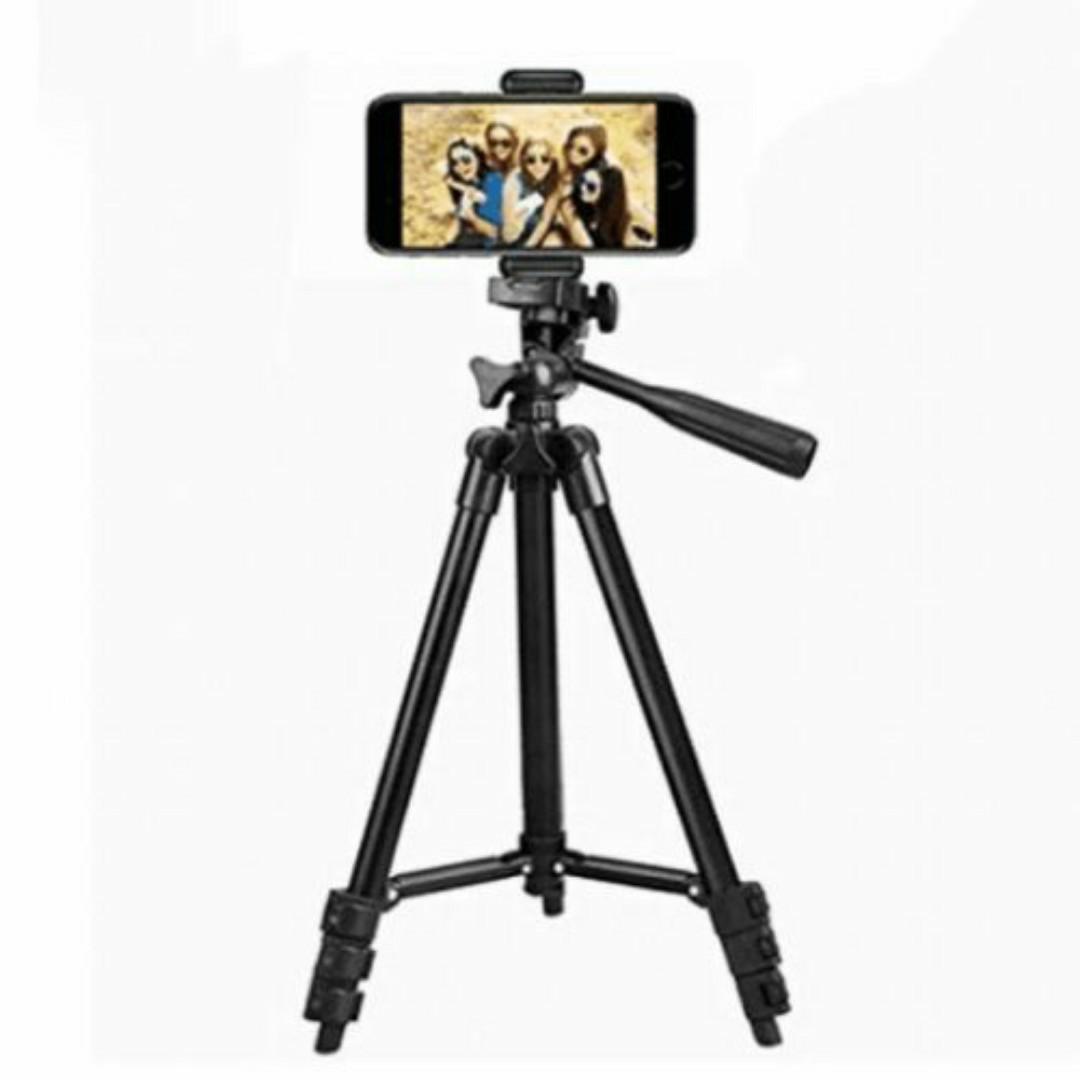 ADJUSTABLE CAMERA TRIPOD STAND FOR PHONES + PHONE HOLDER CLIP BRACKET + BAG