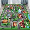 Kids Carpet Playmat Rug , Car Rug for Kids Cars, Non-Slip Town City Road Map Kids Rug for Playroom Bedroom Boys/Girls, Kids Car Mat Road Rug, Track Rug Car Play Rug for Kids Green kids gifts