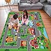 Kids Carpet Playmat Rug , Car Rug for Kids Cars, Non-Slip Town City Road Map Kids Rug for Playroom Bedroom Boys/Girls, Kids Car Mat Road Rug, Track Rug Car Play Rug for Kids Green kids gifts