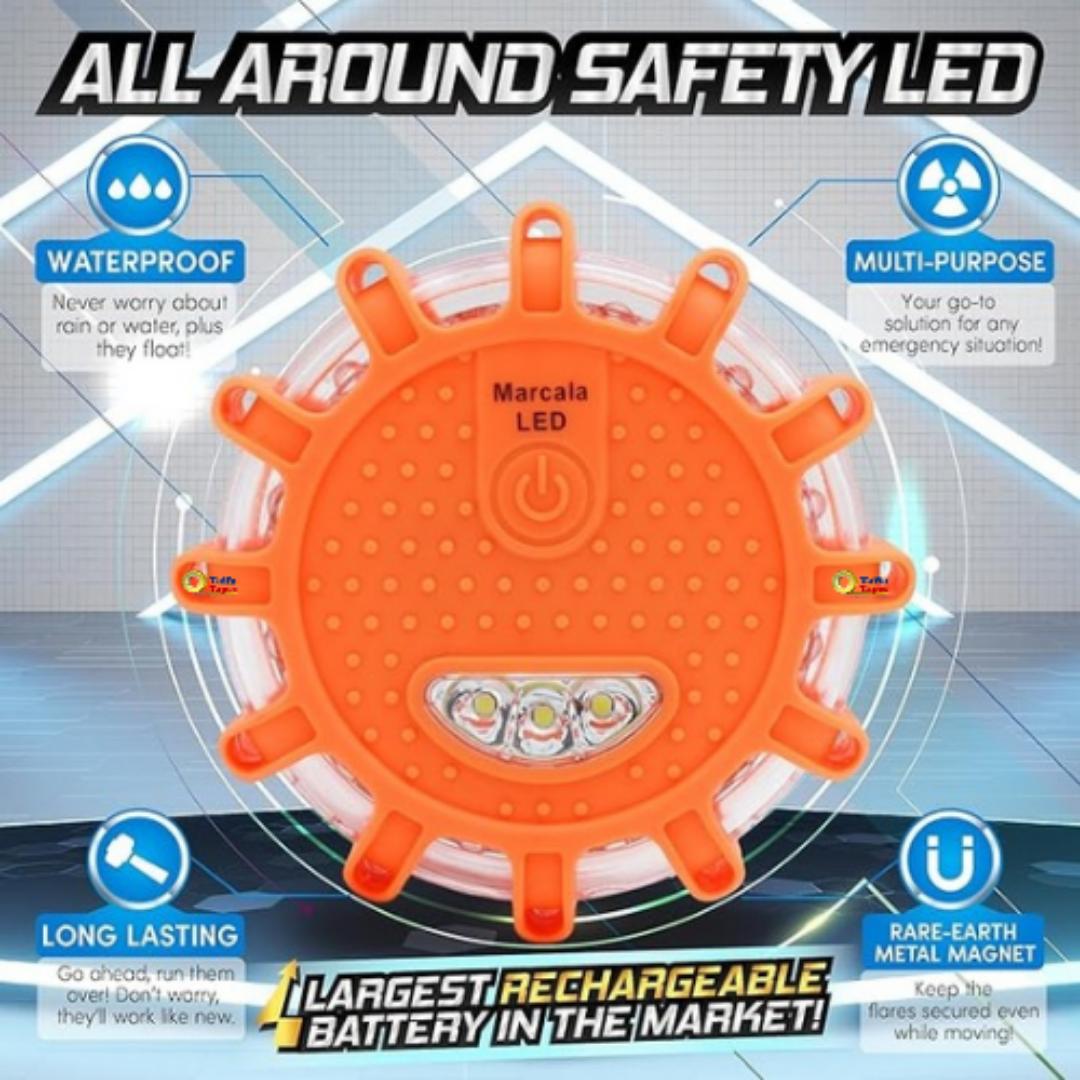 Markstor Waterproof LED Road Flares – 9-Function Emergency Warning Lights for Camping, Hiking, Car Safety & Survival Gear