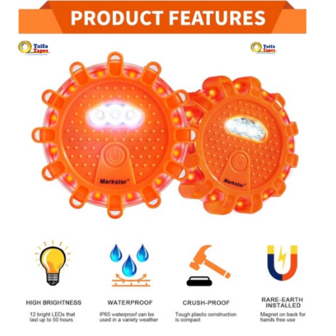 Markstor Waterproof LED Road Flares – 9-Function Emergency Warning Lights for Camping, Hiking, Car Safety & Survival Gear