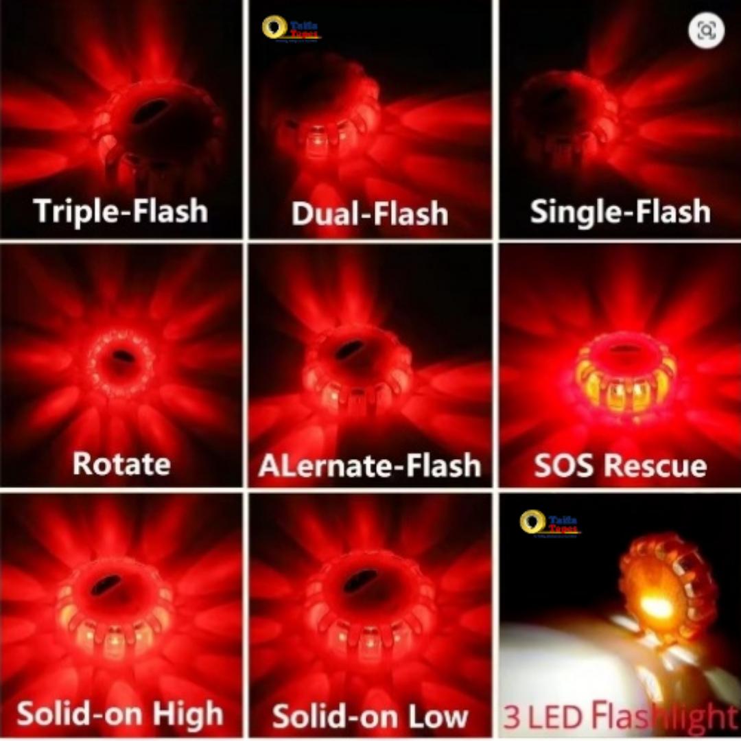Markstor Waterproof LED Road Flares – 9-Function Emergency Warning Lights for Camping, Hiking, Car Safety & Survival Gear