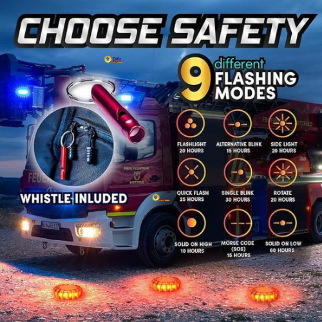 Markstor Waterproof LED Road Flares – 9-Function Emergency Warning Lights for Camping, Hiking, Car Safety & Survival Gear