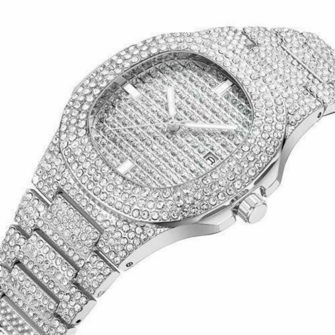 Luxury Ladies Quartz Watch – Silver Stainless Steel with Diamond-Studded Silver Women Wristwatch – Elegant, Stylish & Sparkling - Perfect for Every Occasion