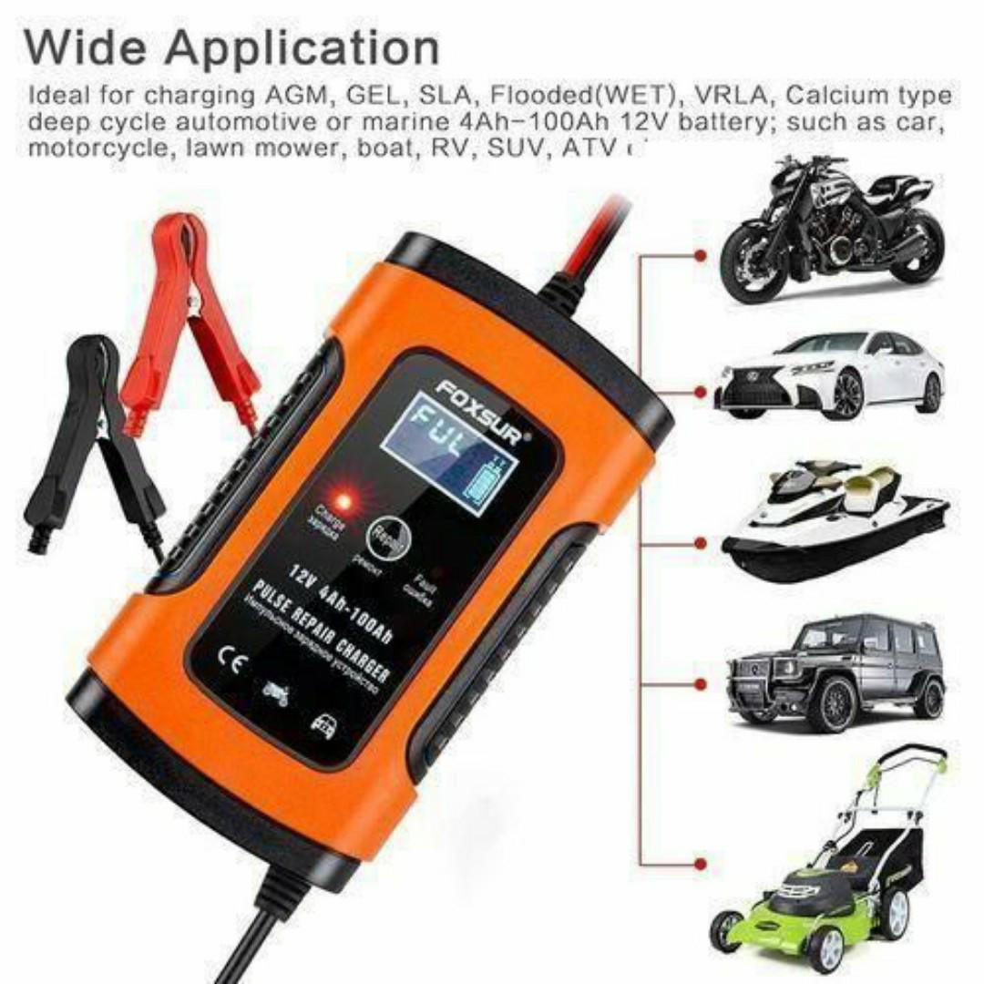 12V Smart Pulse Repair Car Battery Charger – Fast Charging, Auto Stop, Winter/Summer Modes - For Cars, Motorcycle & Minivan
