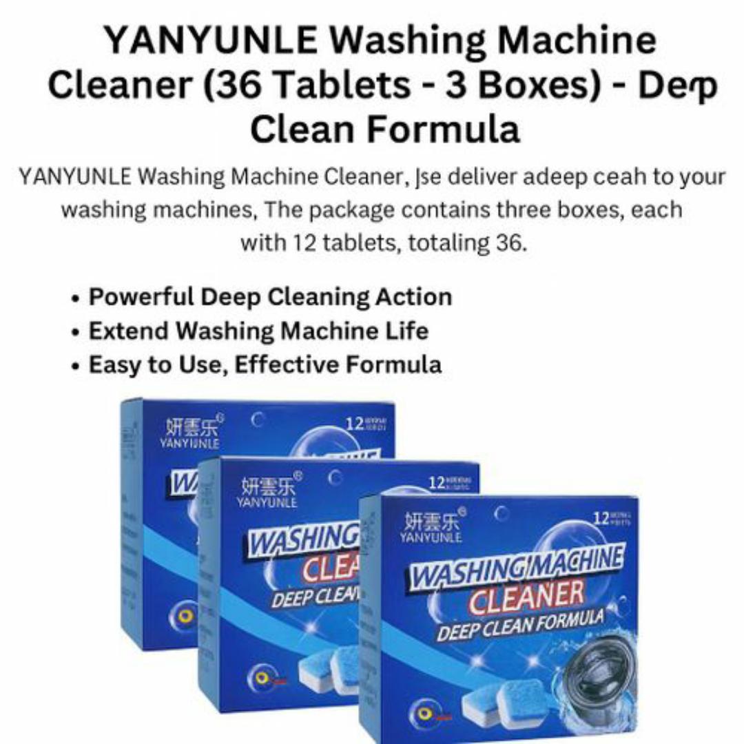YANYUNLE Washing Machine Cleaner – 24/36 Cleaning Tablets (2/3 Boxes) ✅ Deep Clean Effervescence Formula ✅
