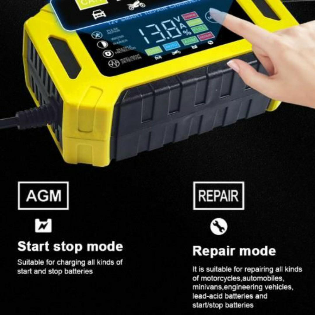 12V Smart Pulse Repair Car Battery Charger – Fast Charging, Auto Stop, Winter/Summer Modes - For Cars, Motorcycle & Minivan