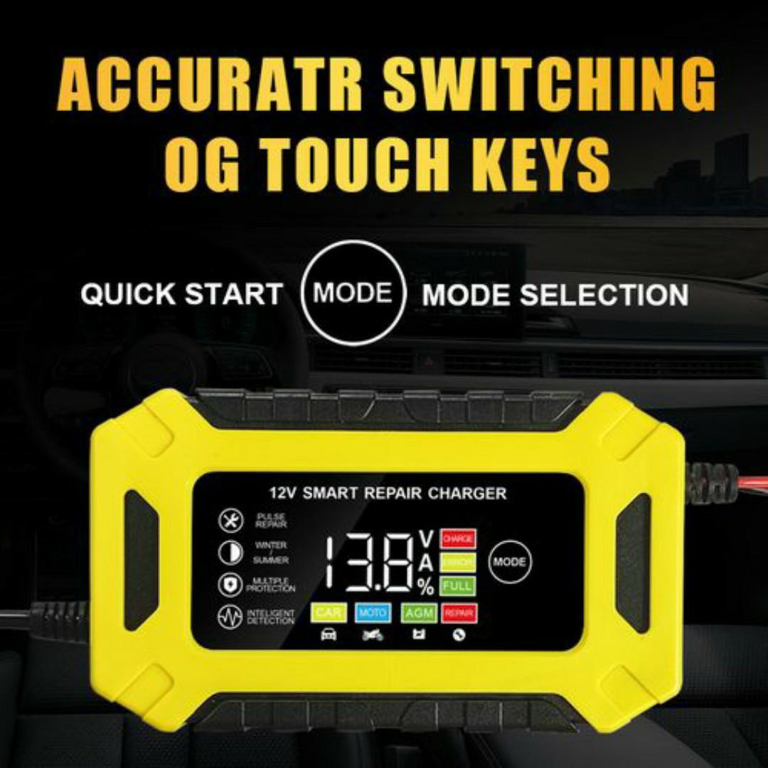 12V Smart Pulse Repair Car Battery Charger – Fast Charging, Auto Stop, Winter/Summer Modes - For Cars, Motorcycle & Minivan