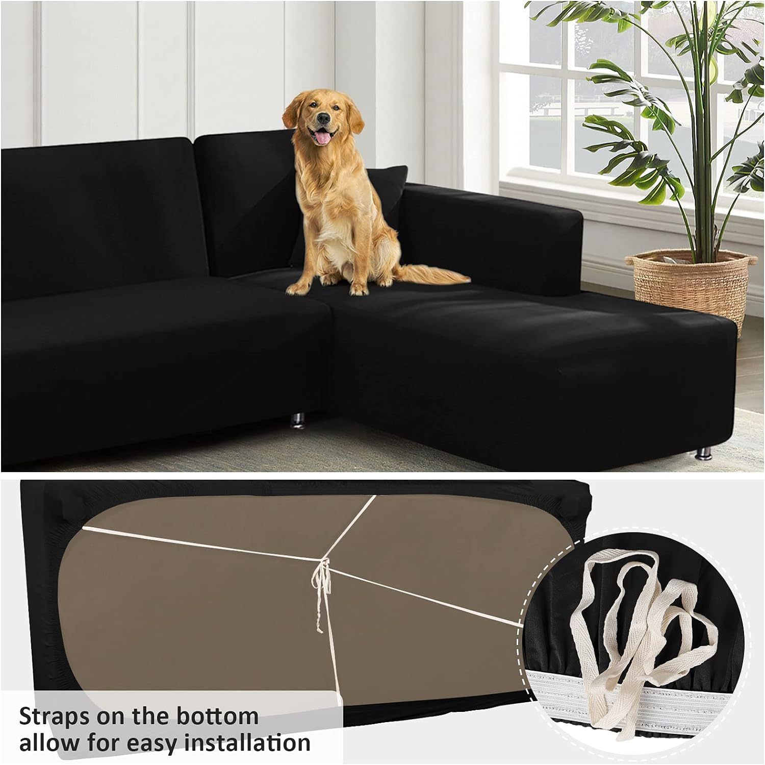 Super Stretch Couch Cover Universal Sofa Covers with Elastic Bottom, Dog Cat Pets Friendly Washable Furniture Protector Fitted Sofa Slipcovers Stay in Place
