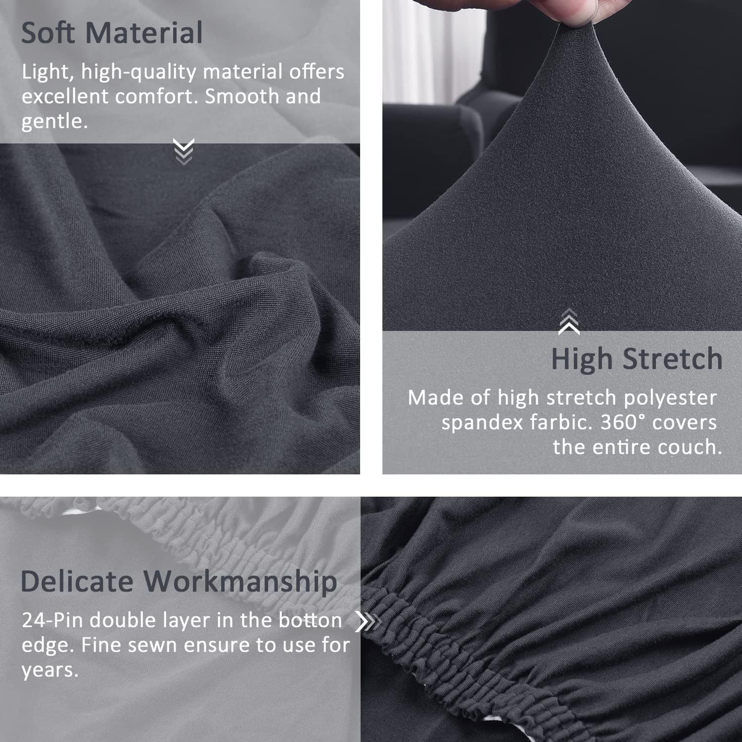 Super Stretch Couch Cover Universal Sofa Covers with Elastic Bottom, Dog Cat Pets Friendly Washable Furniture Protector Fitted Sofa Slipcovers Stay in Place
