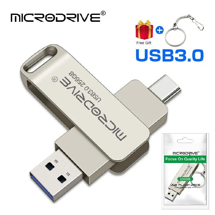 New 2 in1 OTG 128GB Metal USB Disks USB 3.0 Type-C 64GB USB Flash Drives Memory Flash Disks Data Storage