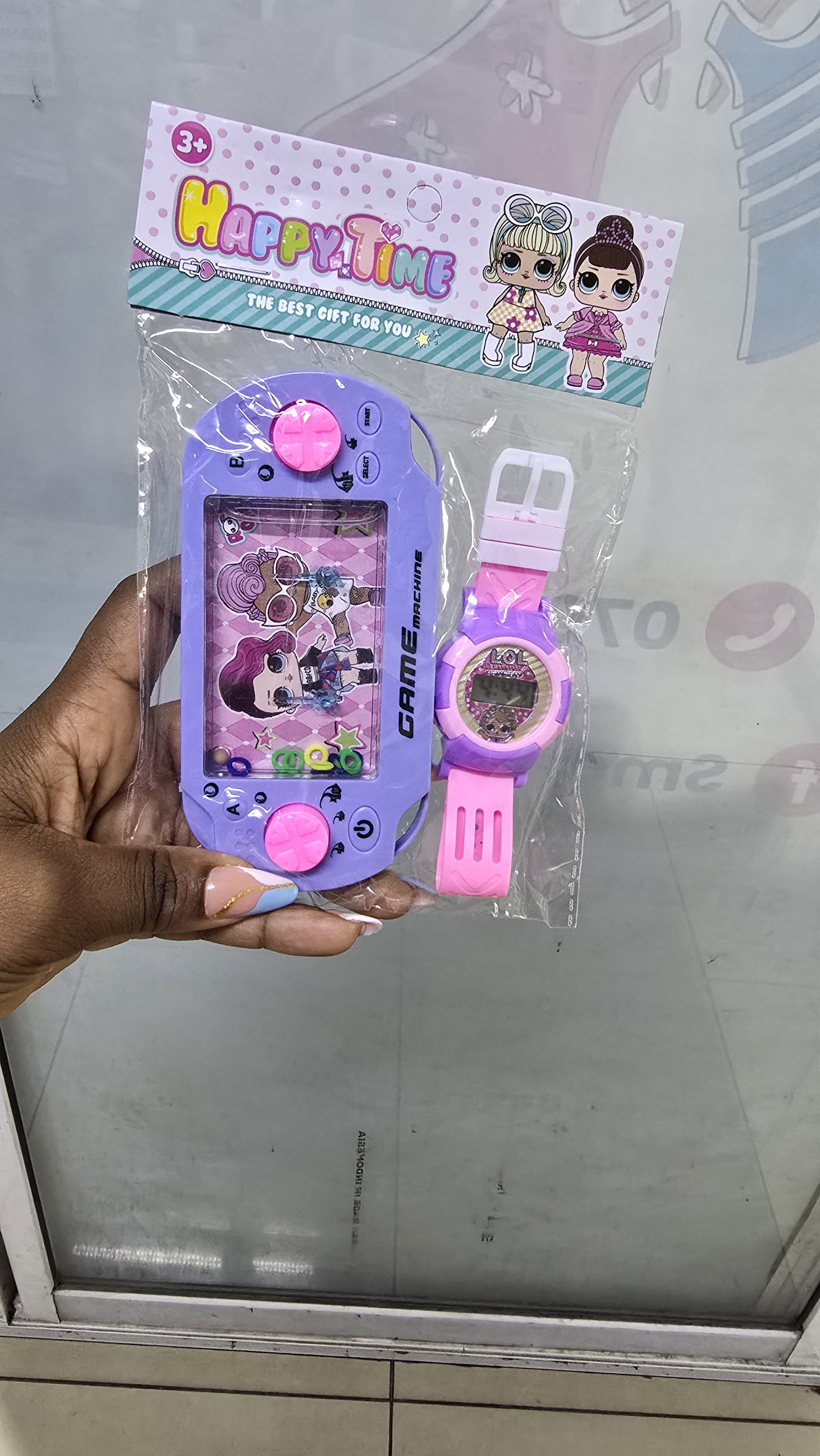 Baby girls ‼️‼️‼️2 in 1 combo princess cartoon Water game to😍y + watch😍Mini Handheld Nostalgic Children's Toy