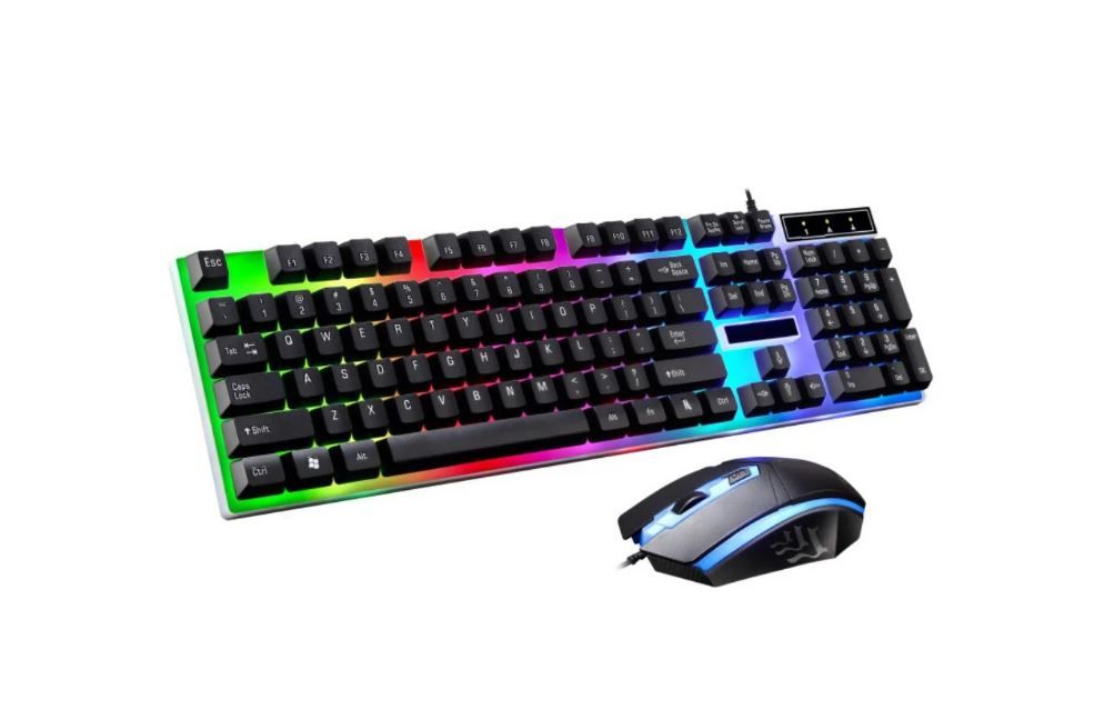 Gaming Keyboard and Mouse Combo with RGB Backlit Number Pad, USB Computer Gaming Keyboards for PC - Black
