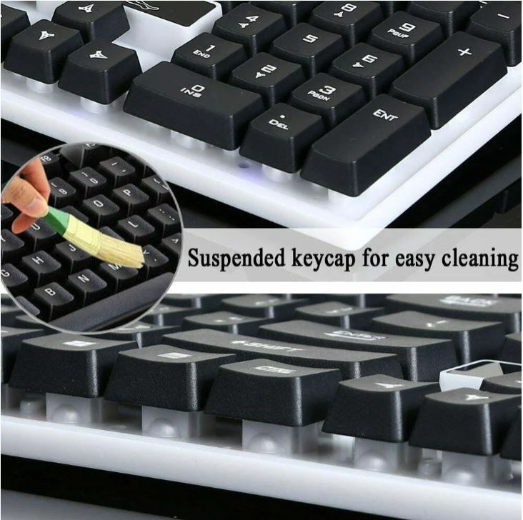 Gaming Keyboard and Mouse Combo with RGB Backlit Number Pad, USB Computer Gaming Keyboards for PC - White