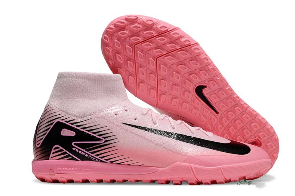 Zoom Mercurial Super fly 9 Elite TF Artificial Turf Soccer Shoes - Pink/Pink/Black Football Trainers For Natural and Artificial Grass - All weather Conditions Football Soccer Boots