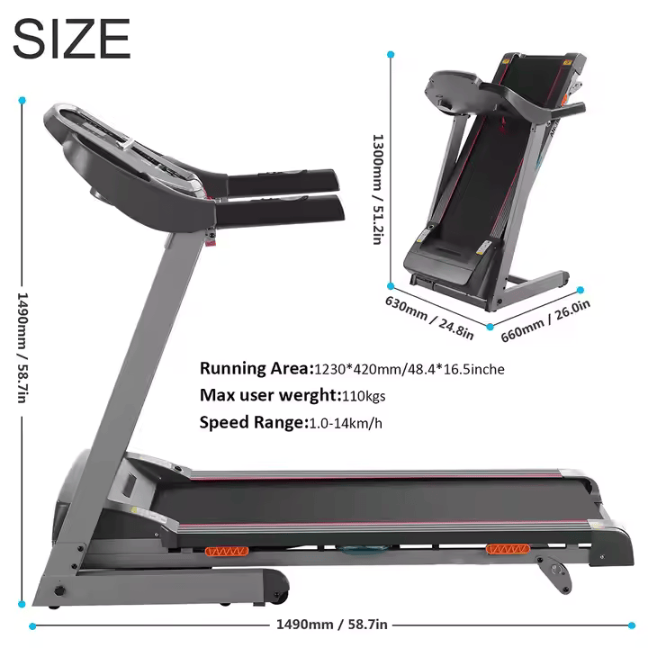 Advanced Technology Home and Office Fitness Motorized Electric Treadmill For Walking, Jogging and Running Exercises Workout Calories Burnout                                                           .