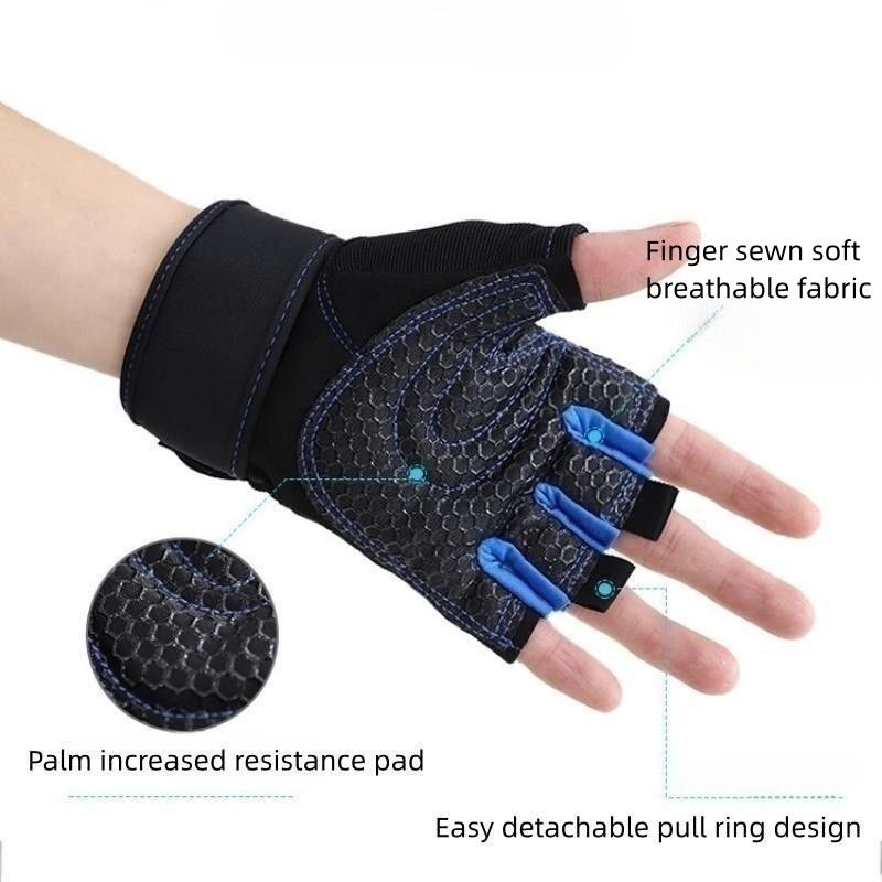 New Cycling/Gym Workout Half-finger Gloves for Men and Women - Cloth Soft Mesh Breathable Hand Gym Gloves                                                                                              .