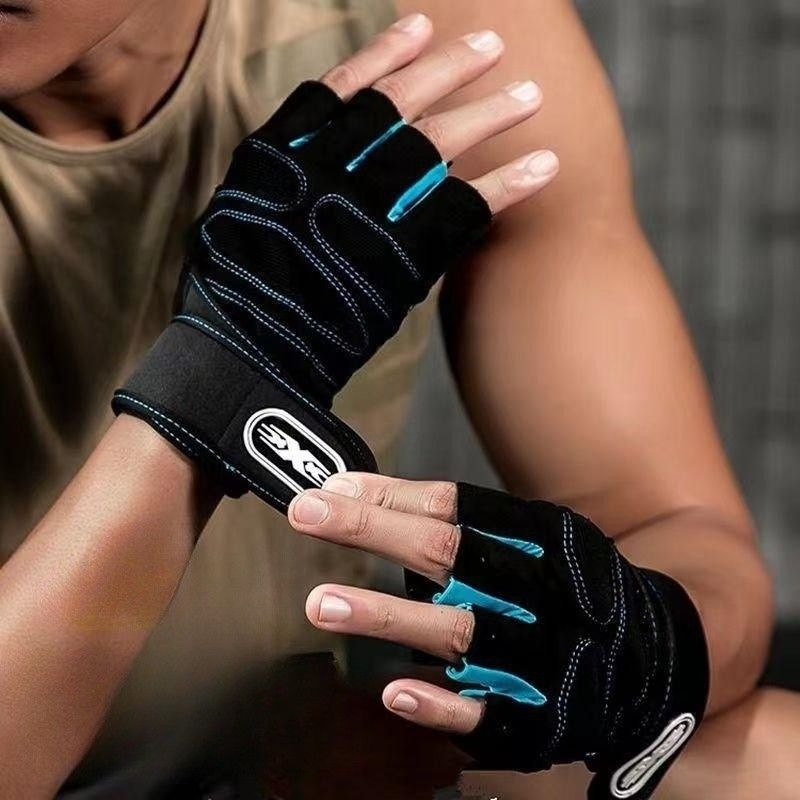 New Cycling/Gym Workout Half-finger Gloves for Men and Women - Cloth Soft Mesh Breathable Hand Gym Gloves                                                                                              .