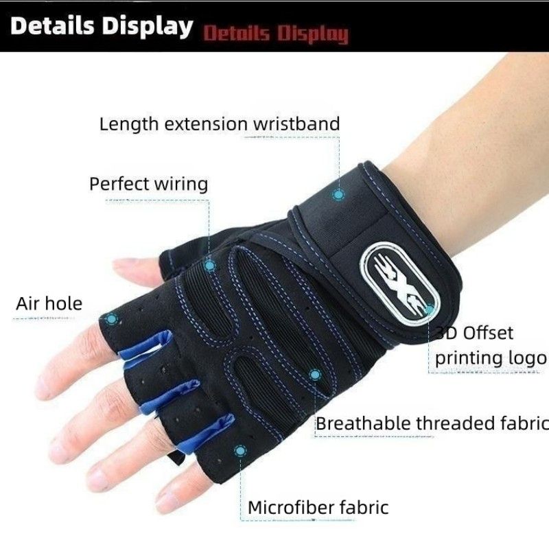 New Cycling/Gym Workout Half-finger Gloves for Men and Women - Cloth Soft Mesh Breathable Hand Gym Gloves                                                                                              .