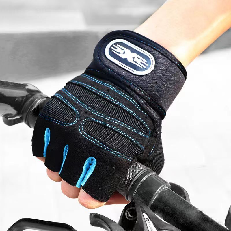 New Cycling/Gym Workout Half-finger Gloves for Men and Women - Cloth Soft Mesh Breathable Hand Gym Gloves                                                                                              .