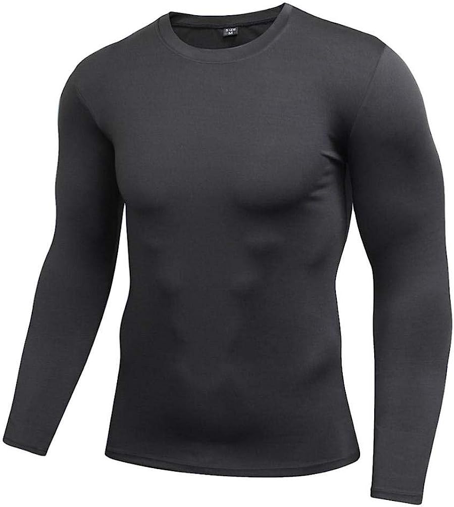 New Men Black Compression Tights Gym And Running Shirt Tights For Men and Women Long Sleeve Base Layer                                                                                                 .