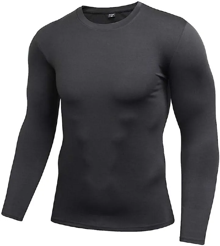 New Men Black Compression Tights Gym And Running Shirt Tights For Men and Women Long Sleeve Base Layer                                                                                                 .