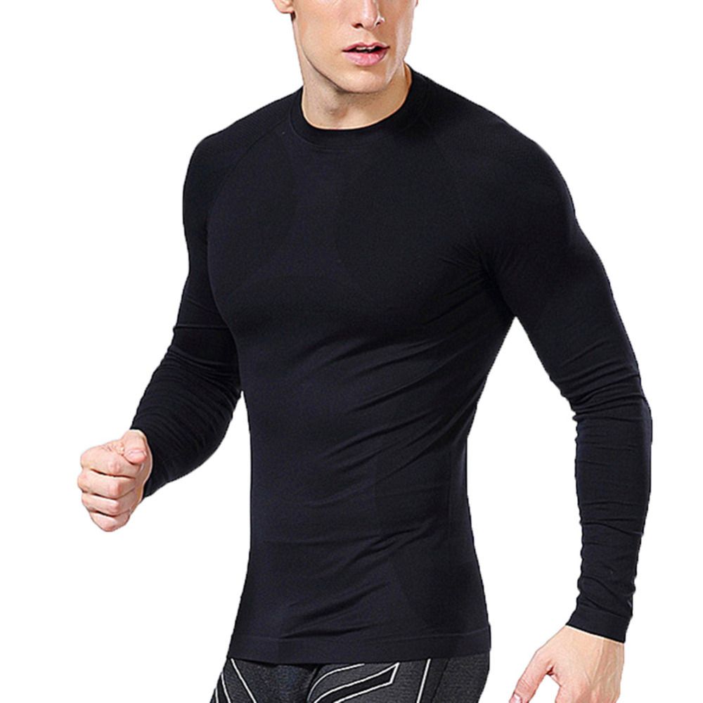 New Men Black Compression Tights Gym And Running Shirt Tights For Men and Women Long Sleeve Base Layer                                                                                                 .