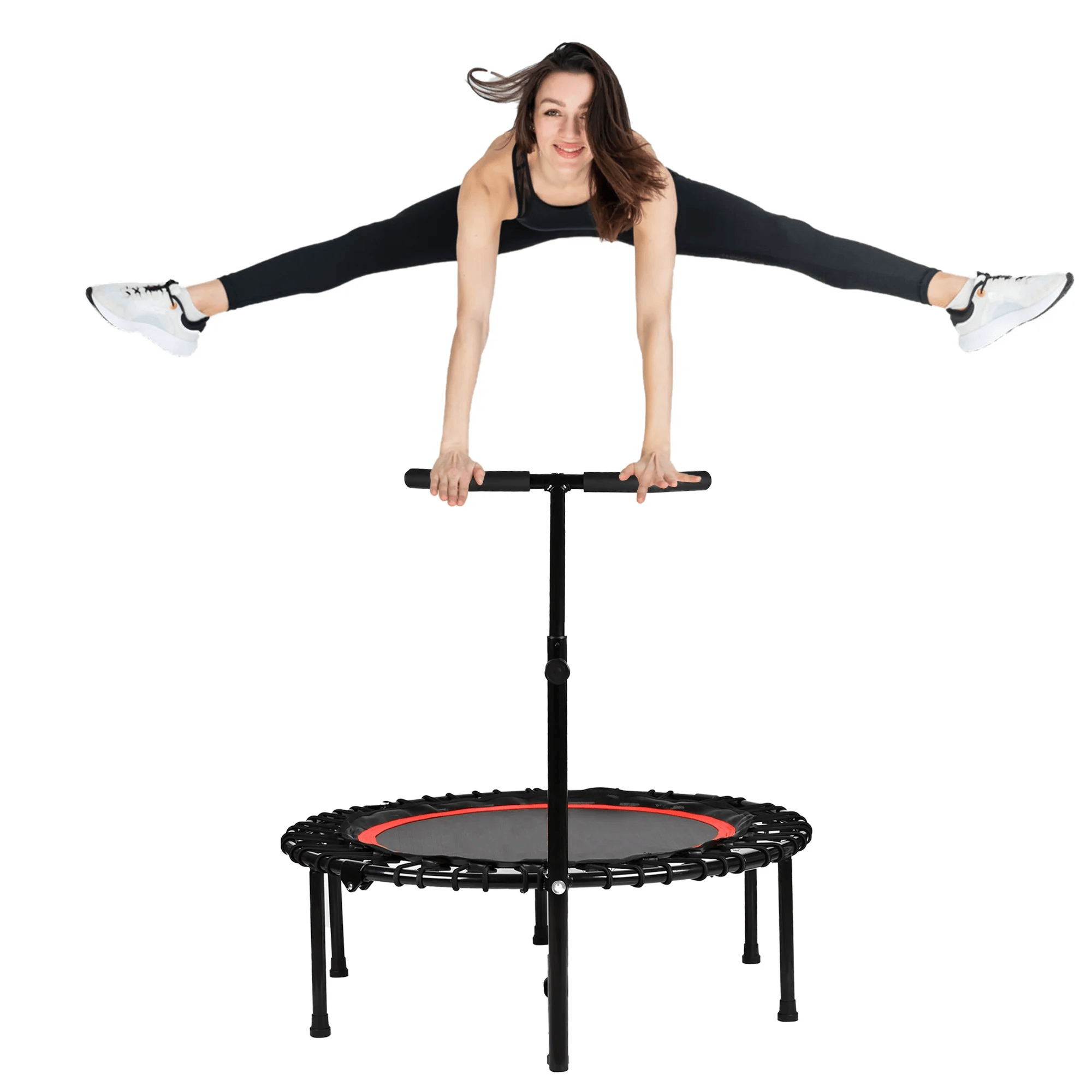 Foldable Fitness Trampoline With Powerful Adjustable Handle for Jumping and calories Burnout- Keep fit and have fun while at it
