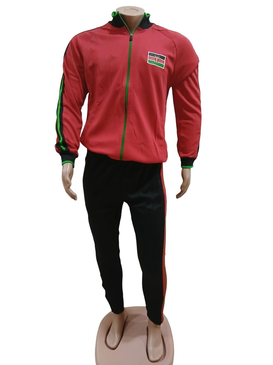 New Red Design Kenya Tracksuit For Men and Women Kenyan National Flag Pattern Tracksuits Sports Tracksuit                                                                                             .