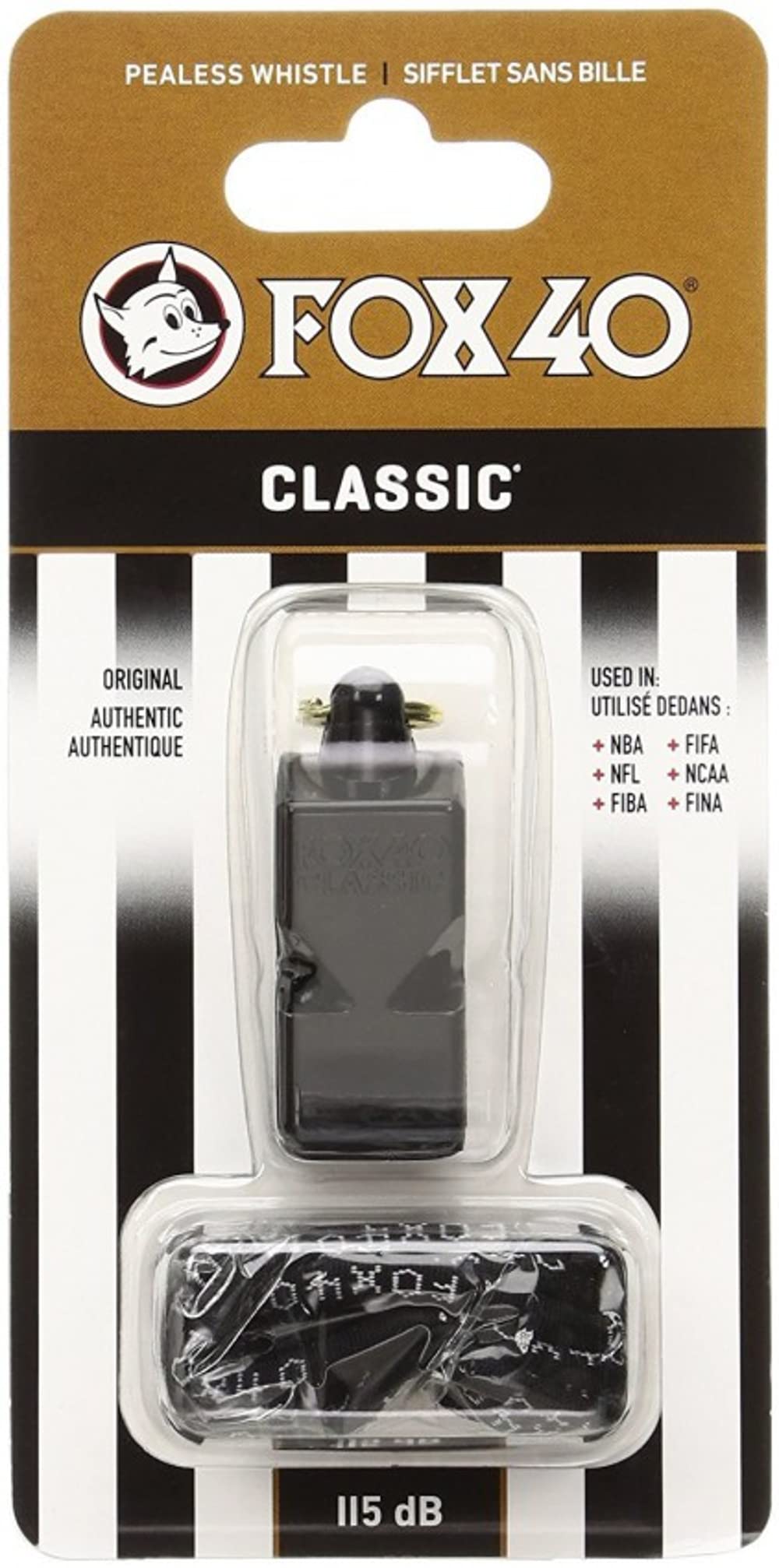 Fox 40 Whistles + Lanyard Fox 40 Classic Official Referee Whistle - 115dB  - For Sports & Safety Alarm Response Whistles                                                        .