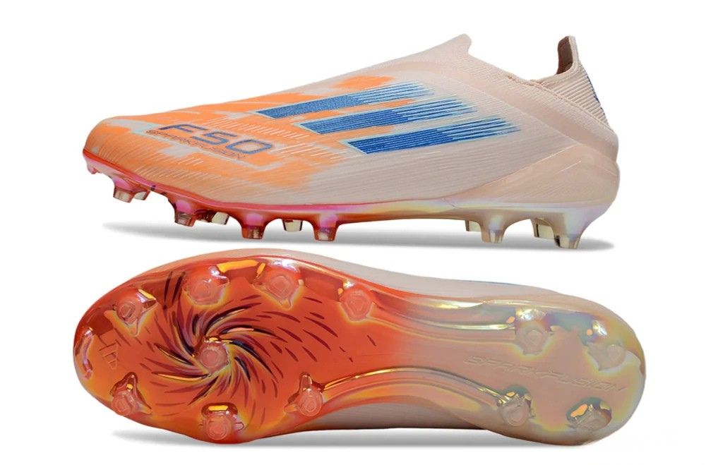 F50 SparkFusion Laceless Laser Orange Soccer Shoes - Football Boots - Cleats For Firm Ground (FG) 👟⚽