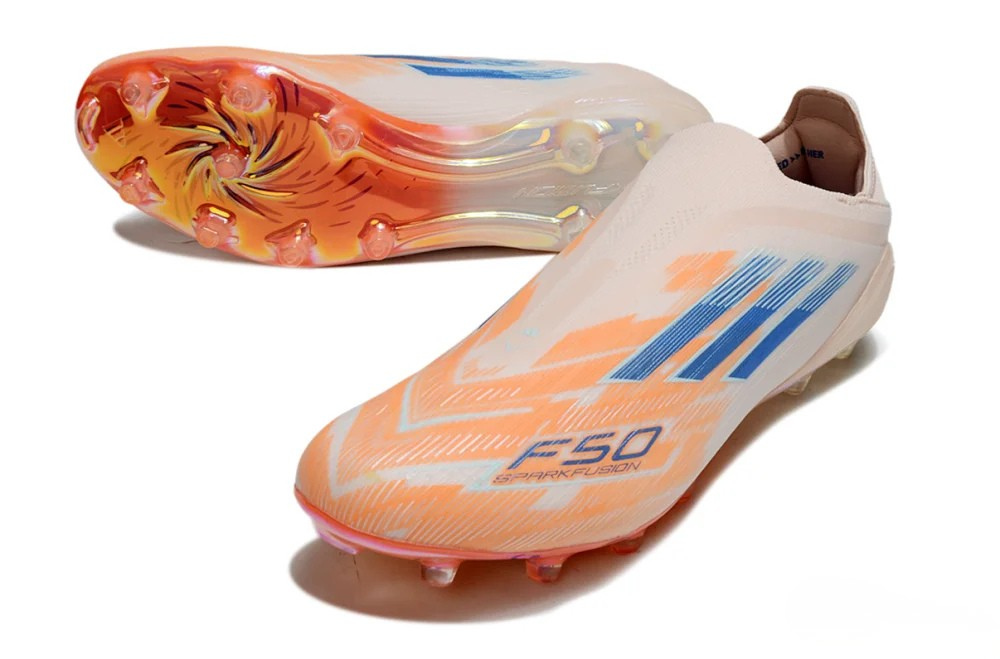 F50 SparkFusion Laceless Laser Orange Soccer Shoes - Football Boots - Cleats For Firm Ground (FG) 👟⚽