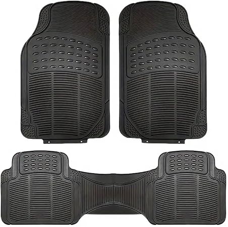 5 seater Car Floor Mats,/3 Piece Automotive Floor Mat Set,/Heavy Duty Rubber,/Universal Fit Full Set,/Weatherproof,/Trimmable For Most Cars,Universal 3 piece conjoined 5 seater/Sedan, SUV, Trucks