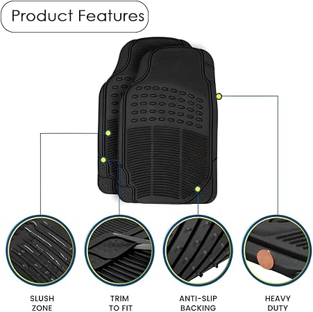 5 seater Car Floor Mats,/3 Piece Automotive Floor Mat Set,/Heavy Duty Rubber,/Universal Fit Full Set,/Weatherproof,/Trimmable For Most Cars,Universal 3 piece conjoined 5 seater/Sedan, SUV, Trucks