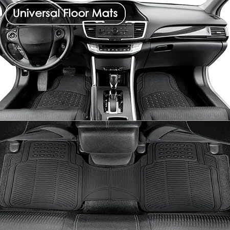 5 seater Car Floor Mats,/3 Piece Automotive Floor Mat Set,/Heavy Duty Rubber,/Universal Fit Full Set,/Weatherproof,/Trimmable For Most Cars,Universal 3 piece conjoined 5 seater/Sedan, SUV, Trucks