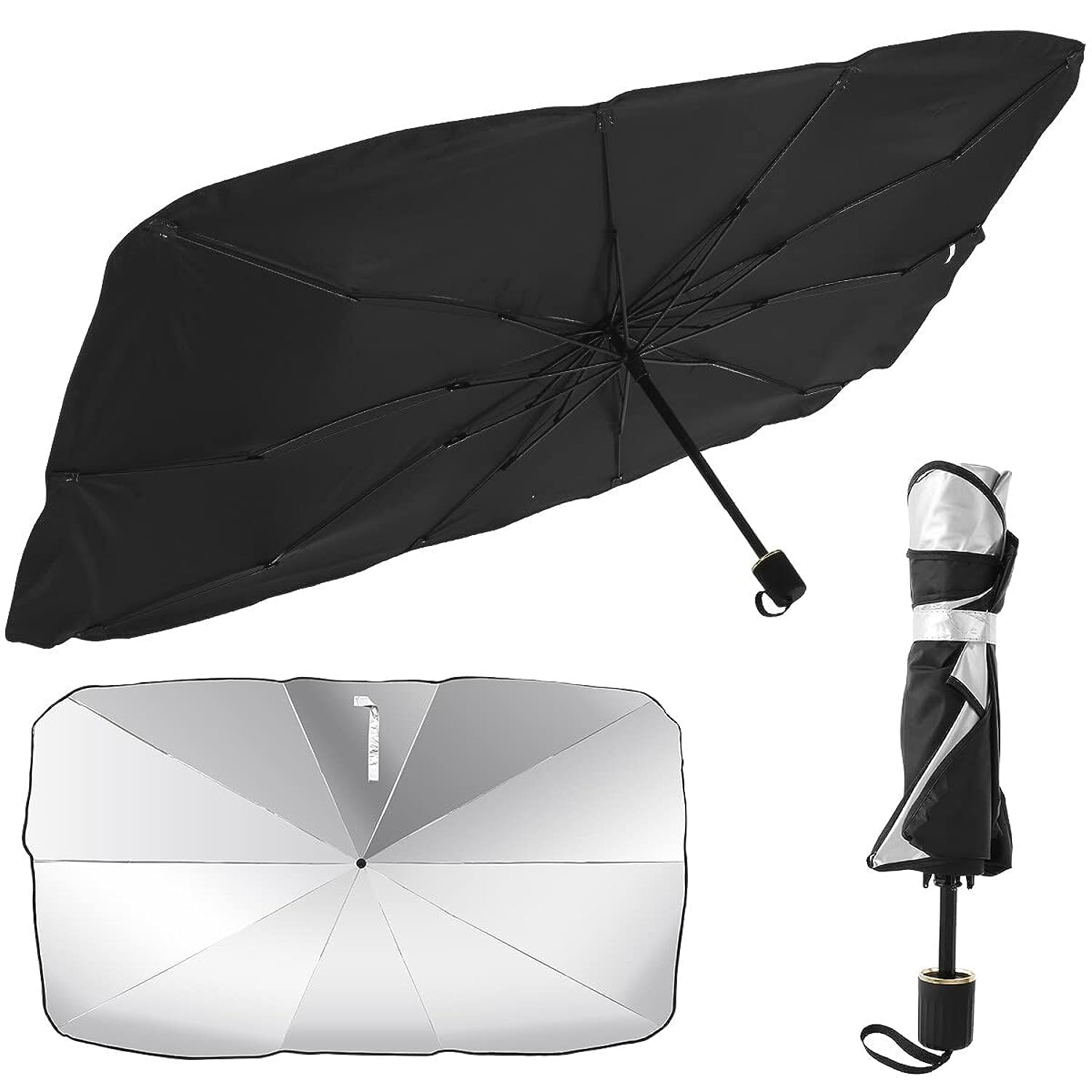 Car umbrella sunshade/ Vehicle sun visor/ Foldable dashboard cover/ Uv rays and extreme heat protector.