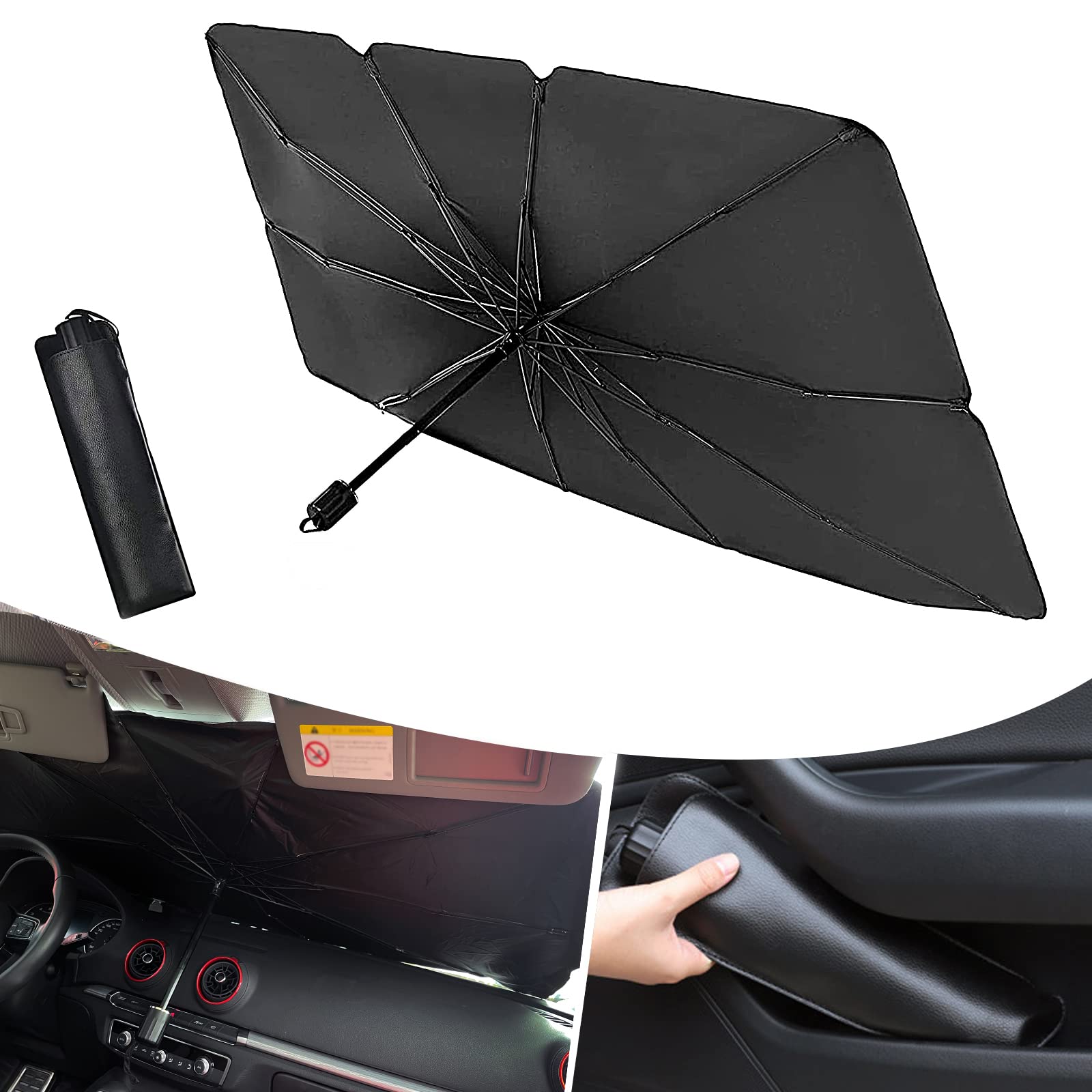 Car umbrella sunshade/ Vehicle sun visor/ Foldable dashboard cover/ Uv rays and extreme heat protector.