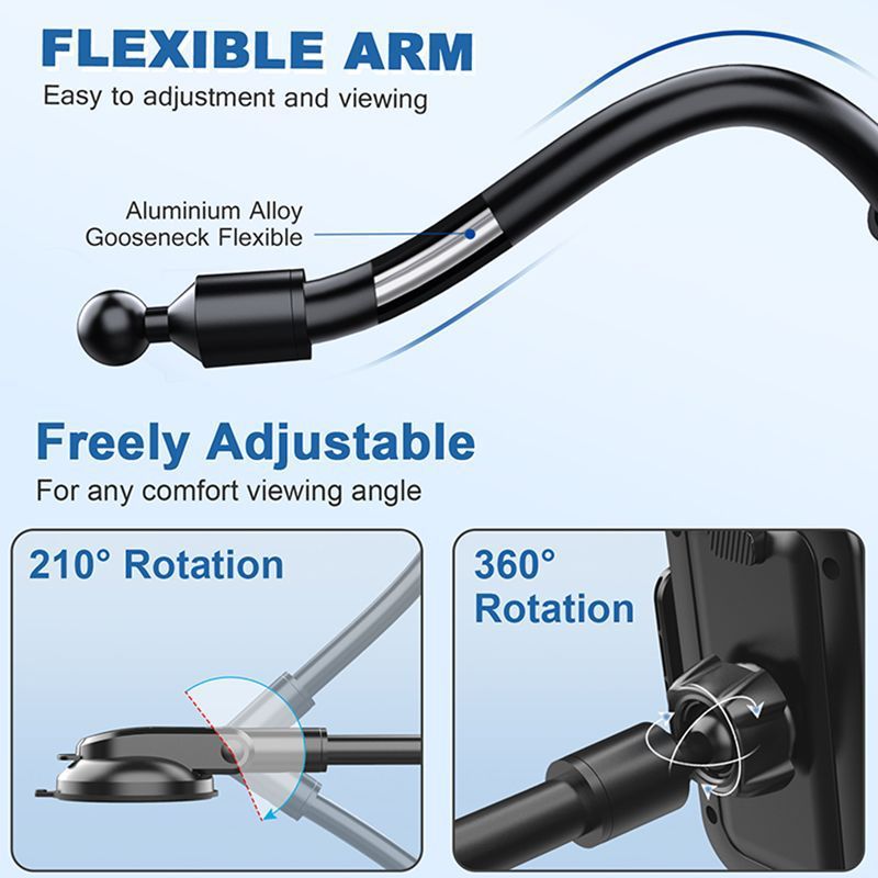 H-XPL370 Long Arm One-Touch Button Mobile Phone/Industrial-Strength Suction Cup Windshield Mobile Phone Holder/Gooseneck Long Arm Solid Car Truck Phone Mount Holder/HOSE H-XPL370 car MODULATOR.