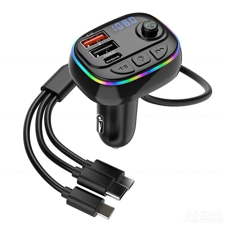 Type-C Dual USB 3.4A Fast Charger Car Radio Modulator MP3 Player FM Transmitter Handsfree Car MP3