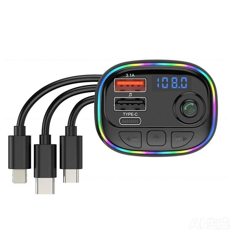 Type-C Dual USB 3.4A Fast Charger Car Radio Modulator MP3 Player FM Transmitter Handsfree Car MP3