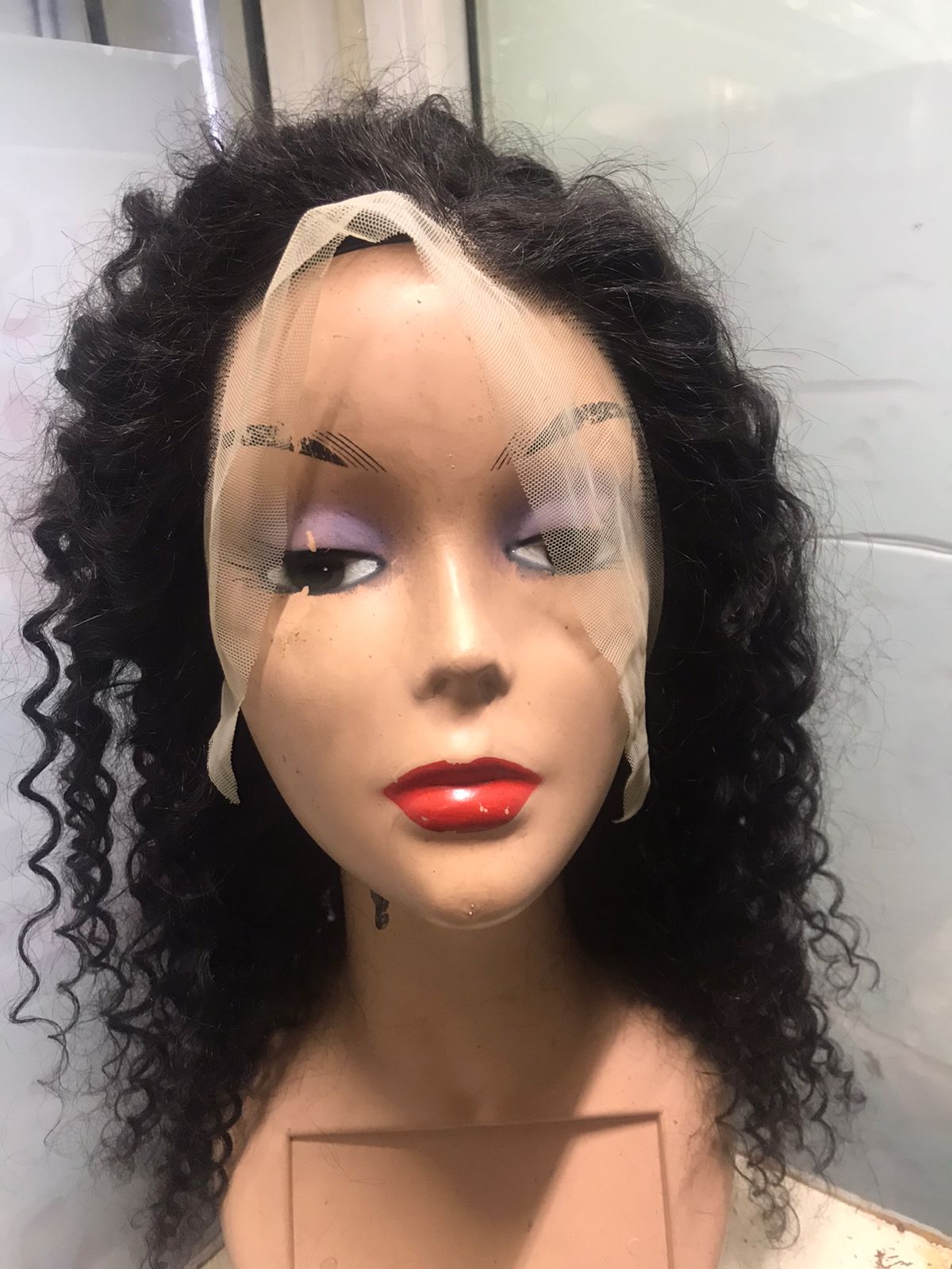 Deep Curly Lace Front Wig Human Hair 16'