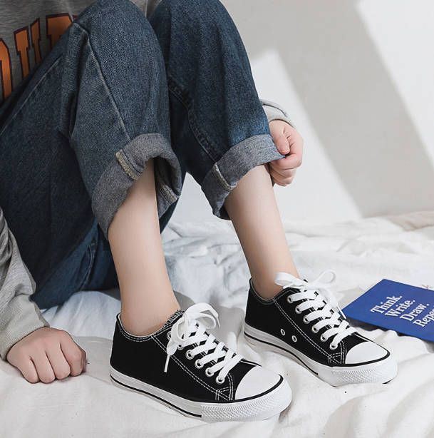 Women Sports Shoes Fashion Lace Up Female Students Flat Ladies Shoes Sneaker  Girl Canvas Shoes Fast delivery within 1-5 days