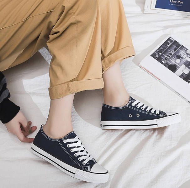 Women Sports Shoes Fashion Lace Up Female Students Flat Ladies Shoes Sneaker  Girl Canvas Shoes Fast delivery within 1-5 days