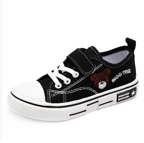 Children's Canvas Shoes Low Solid Soft Bottom Baby Casual Board Shoes Boys and Girls Breathable Cartoon Embroidery Canvas Shoes Kid Sneaker  Local fast delivery