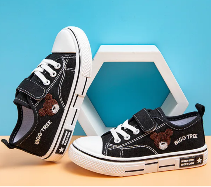 Children's Canvas Shoes Low Solid Soft Bottom Baby Casual Board Shoes Boys and Girls Breathable Cartoon Embroidery Canvas Shoes Kid Sneaker  Local fast delivery